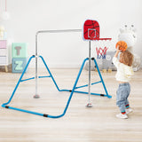 儿童折叠单杠4档可调-蓝色 Kids Folding Horizontal Bar with 4 Adjustable Heights-Blue