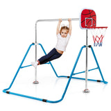 儿童折叠单杠4档可调-蓝色 Kids Folding Horizontal Bar with 4 Adjustable Heights-Blue