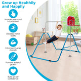 儿童折叠单杠4档可调-蓝色 Kids Folding Horizontal Bar with 4 Adjustable Heights-Blue