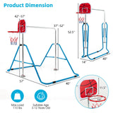 儿童折叠单杠4档可调-蓝色 Kids Folding Horizontal Bar with 4 Adjustable Heights-Blue