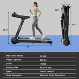 2.25HP 折叠跑步机 带 LED 触摸屏跑步机-黑色 2.25HP Folding Treadmill Running Jogging Machine with LED Touch Display-Black