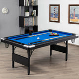 6英尺可折叠台球桌-蓝色 6 Feet Foldable Billiard Pool Table-Blue