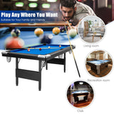 6英尺可折叠台球桌-蓝色 6 Feet Foldable Billiard Pool Table-Blue