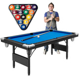 6英尺可折叠台球桌-蓝色 6 Feet Foldable Billiard Pool Table-Blue