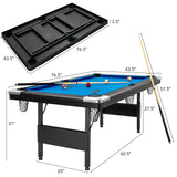 6英尺可折叠台球桌-蓝色 6 Feet Foldable Billiard Pool Table-Blue