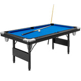 6英尺可折叠台球桌-蓝色 6 Feet Foldable Billiard Pool Table-Blue