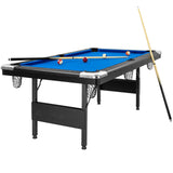 6英尺可折叠台球桌-蓝色 6 Feet Foldable Billiard Pool Table-Blue