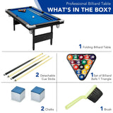 6英尺可折叠台球桌-蓝色 6 Feet Foldable Billiard Pool Table-Blue