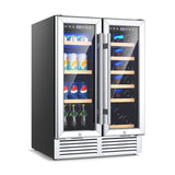 24英寸双区酒饮料柜-银色 24 Inch Dual Zone Wine and Beverage Cooler-Silver