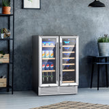 24英寸双区酒饮料柜-银色 24 Inch Dual Zone Wine and Beverage Cooler-Silver