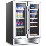 24英寸双区酒饮料柜-银色 24 Inch Dual Zone Wine and Beverage Cooler-Silver