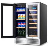 24英寸双区酒饮料柜-银色 24 Inch Dual Zone Wine and Beverage Cooler-Silver