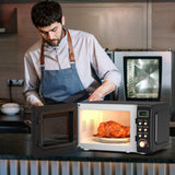 700W复古台面微波炉5微功率自动烹饪功能-金色 700W Retro Countertop Microwave Oven with 5 Micro Power and Auto Cooking Function-Golden