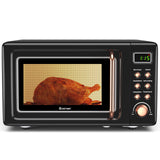 700W复古台面微波炉5微功率自动烹饪功能-金色 700W Retro Countertop Microwave Oven with 5 Micro Power and Auto Cooking Function-Golden