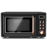 700W复古台面微波炉5微功率自动烹饪功能-金色 700W Retro Countertop Microwave Oven with 5 Micro Power and Auto Cooking Function-Golden