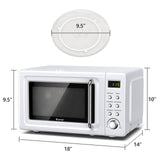 700W复古台式微波炉5微功率自动烹饪功能-白色 700W Retro Countertop Microwave Oven with 5 Micro Power and Auto Cooking Function-White