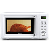 700W复古台式微波炉5微功率自动烹饪功能-白色 700W Retro Countertop Microwave Oven with 5 Micro Power and Auto Cooking Function-White