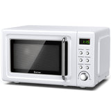 700W复古台式微波炉5微功率自动烹饪功能-白色 700W Retro Countertop Microwave Oven with 5 Micro Power and Auto Cooking Function-White