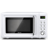 700W复古台式微波炉5微功率自动烹饪功能-白色 700W Retro Countertop Microwave Oven with 5 Micro Power and Auto Cooking Function-White