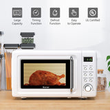 700W复古台式微波炉5微功率自动烹饪功能-白色 700W Retro Countertop Microwave Oven with 5 Micro Power and Auto Cooking Function-White