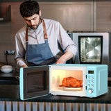 700W复古台面微波炉5微功率自动烹饪功能-绿色 700W Retro Countertop Microwave Oven with 5 Micro Power and Auto Cooking Function-Green