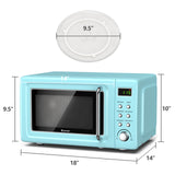 700W复古台面微波炉5微功率自动烹饪功能-绿色 700W Retro Countertop Microwave Oven with 5 Micro Power and Auto Cooking Function-Green