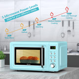 700W复古台面微波炉5微功率自动烹饪功能-绿色 700W Retro Countertop Microwave Oven with 5 Micro Power and Auto Cooking Function-Green