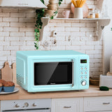 700W复古台面微波炉5微功率自动烹饪功能-绿色 700W Retro Countertop Microwave Oven with 5 Micro Power and Auto Cooking Function-Green