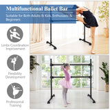 4 英尺便携式双人独立式芭蕾舞伸展-黑色 4 Feet Portable Double Freestanding Barre Dancing Stretching-Black