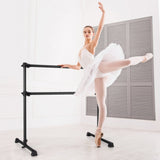 4 英尺便携式双人独立式芭蕾舞伸展-黑色 4 Feet Portable Double Freestanding Barre Dancing Stretching-Black