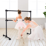 4 英尺便携式双人独立式芭蕾舞伸展-黑色 4 Feet Portable Double Freestanding Barre Dancing Stretching-Black