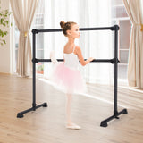 4 英尺便携式双人独立式芭蕾舞伸展-黑色 4 Feet Portable Double Freestanding Barre Dancing Stretching-Black