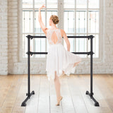 4 英尺便携式双人独立式芭蕾舞伸展-黑色 4 Feet Portable Double Freestanding Barre Dancing Stretching-Black