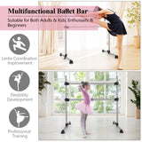 4 英尺便携式双人独立式芭蕾舞伸展-银色 4 Feet Portable Double Freestanding Barre Dancing Stretching-Silver