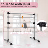 4 英尺便携式双人独立式芭蕾舞伸展-银色 4 Feet Portable Double Freestanding Barre Dancing Stretching-Silver