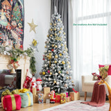 雪花铰链混合尖端人造圣诞铅笔树 - 7.5 英寸 Snow-Flocked Hinged Artificial Christmas Pencil Tree with Mixed Tips-7.5'