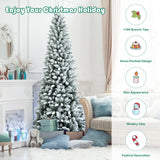 雪花铰链混合尖端人造圣诞铅笔树 - 7.5 英寸 Snow-Flocked Hinged Artificial Christmas Pencil Tree with Mixed Tips-7.5'