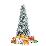 雪花铰链混合尖端人造圣诞铅笔树 - 7.5 英寸 Snow-Flocked Hinged Artificial Christmas Pencil Tree with Mixed Tips-7.5'