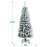 雪花铰链混合尖端人造圣诞铅笔树 - 4.5 英寸 Snow-Flocked Hinged Artificial Christmas Pencil Tree with Mixed Tips-4.5'