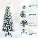 雪花铰链混合尖端人造圣诞铅笔树 - 4.5 英寸 Snow-Flocked Hinged Artificial Christmas Pencil Tree with Mixed Tips-4.5'