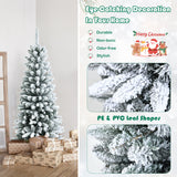 雪花铰链混合尖端人造圣诞铅笔树 - 4.5 英寸 Snow-Flocked Hinged Artificial Christmas Pencil Tree with Mixed Tips-4.5'