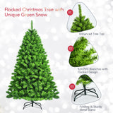 雪绒人造圣诞树带金属支架 - 7.5' Snow Flocked Artificial Christmas Tree with Metal Stand-7.5'