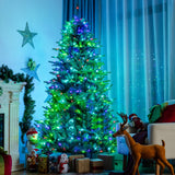 带 APP 控制 LED 灯的预亮人造铰链圣诞树 - 8 英尺 Pre-lit Artificial Hinged Christmas Tree with APP Controlled LED Lights-8'