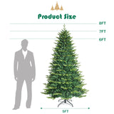 带 APP 控制 LED 灯的预亮人造铰链圣诞树 - 8 英尺 Pre-lit Artificial Hinged Christmas Tree with APP Controlled LED Lights-8'