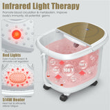 足部水疗按摩器带 3 角度淋浴和电动滚轮-咖啡 Foot Spa Bath Massager with 3-Angle Shower and Motorized Rollers-Coffee