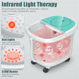 带 3 角度淋浴和电动滚轮的足部水疗浴缸按摩器 - 绿色 Foot Spa Bath Massager with 3-Angle Shower and Motorized Rollers-Green