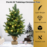 24 英寸桌面杉木人造圣诞树带 LED 灯 24 Inch Tabletop Fir Artificial Christmas Tree with LED Lights