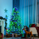 带 APP 控制 LED 灯的预亮人造铰链圣诞树 - 6 英尺 Pre-lit Artificial Hinged Christmas Tree with APP Controlled LED Lights-6'