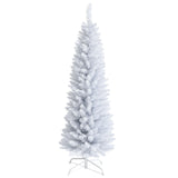 细长人造圣诞铅笔树，带 PVC 针和折叠金属支架 - 5 英尺 Slim Artificial Christmas Pencil Tree with PVC Needles and Folding Metal Stand-5'