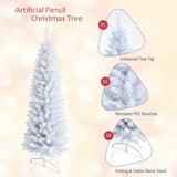 细长人造圣诞铅笔树，带 PVC 针和折叠金属支架 - 5 英尺 Slim Artificial Christmas Pencil Tree with PVC Needles and Folding Metal Stand-5'